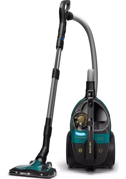 Philips Phılıps XB9000 Yeni Seri Triactive Ultra LED Başlık ve Powercyclone 10 Teknolojisi ile Premium Toz Torbasız Elektrikli Süpürge, Nanoclean Teknolojisi, Powermax Sensörü, Koyu Opal Yeşili