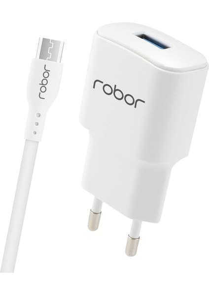 Robor Seyahat Şarj Adaptörü Power Series R612 Micro USB 1 mt Beyaz