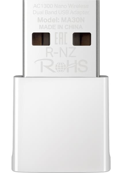 Mercusys MA30N | AC1300 Mbps Dual‑Band Wi‑Fi 5 Nano USB Adaptör | MU‑MIMO | Tak & Çalıştır | Windows 10/11