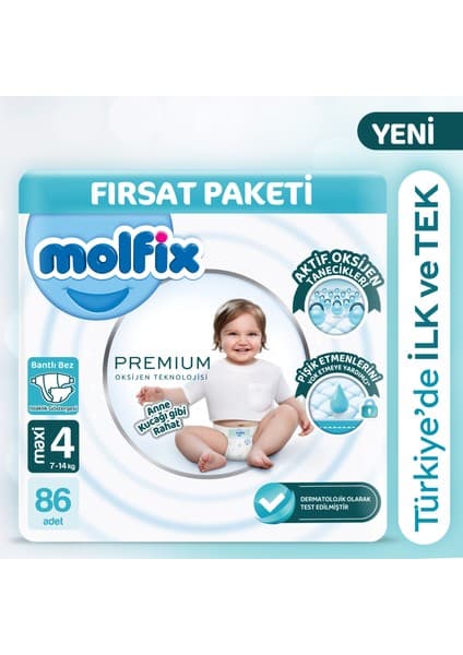 Molfix Premium Ultra Fırsat Paketi 4 Beden 86 Adet