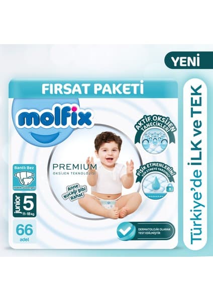Molfix Premium Ultra Fırsat Paketi 5 Beden 66 Adet