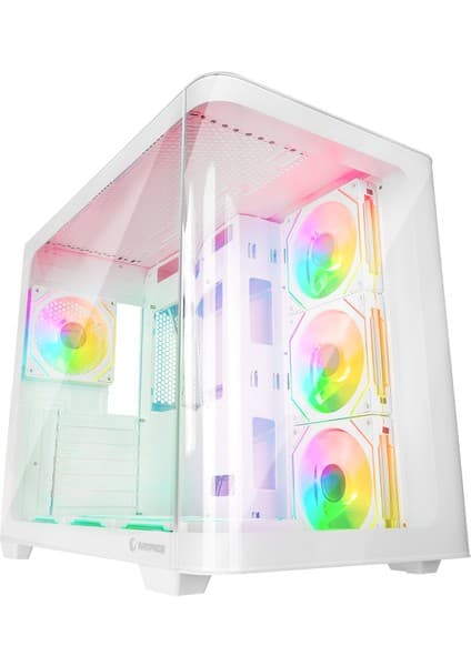 Rampage Loopy Beyaz 7*12CM Argb Fan Kontrolcü Temperli Cam Kumandalı Atx Mid-T Gaming Oyuncu Kasası