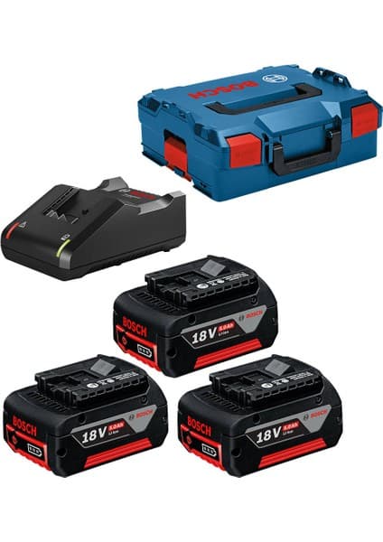 Bosch Gba 18V 5,0AH(3X) Başlangıç Seti L-Boxx ile 3 x 5,0Ah Pil ve GAL 18-40 CV Şarj Cihazı