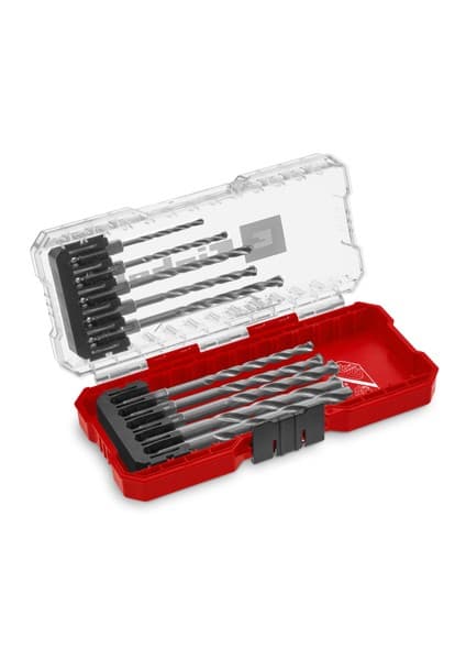 Einhell S-CASE 10 parçalı duvar matkap ucu seti (DIN 10083-2'ye göre çelikten yapılmış, E 6.3 sap, takılı karbür uç, haddelenmiş mil, saklama kutusu dahil) - 49108743
