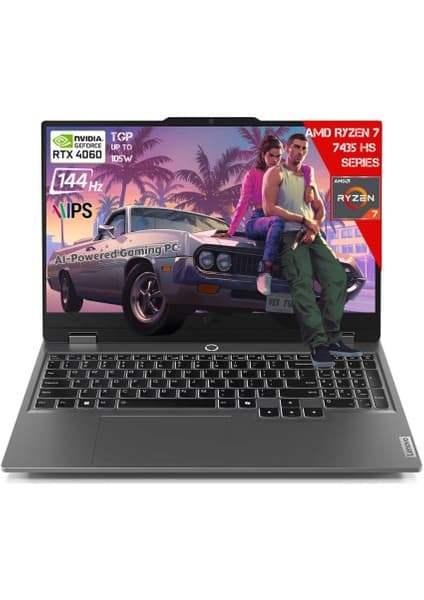 Lenovo Loq 15ARP9 Aı Amd Ryzen 7-7435HS 32GB Ddr5 1tb SSD RTX4060 8gddr6 15.6 IPS 144Hz Fhd Freedos 83JC000UTR-321 Dizüstü Bilgisayar