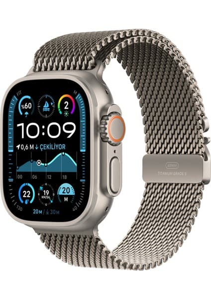 Apple Watch Ultra 2 GPS + Cellular, 49 mm Natürel Titanyum Kasa ve Natürel Titanyum Milano Loop - Küçük Boy