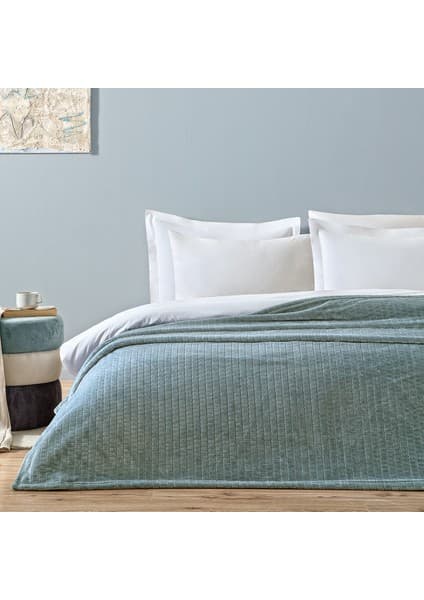 Puffy Trinity Çift Kişilik Wellsoft Battaniye - Buz Mavisi