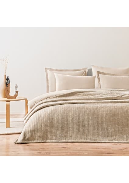 Puffy Trinity Çift Kişilik Wellsoft Battaniye 200 x 220 cm Kum Beji