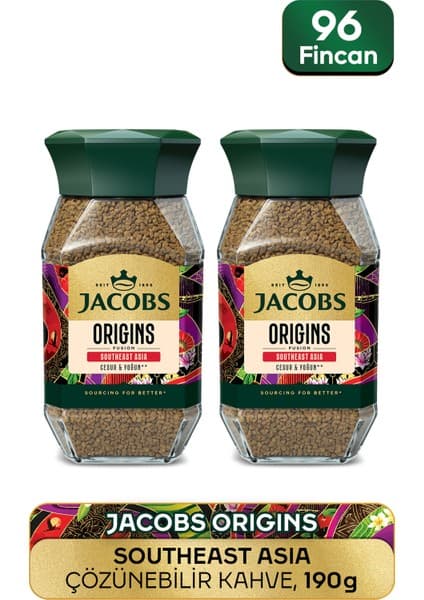 Jacobs Origin Southeast Granül Kahve Cam Kavanoz 95 gr x 2 Adet