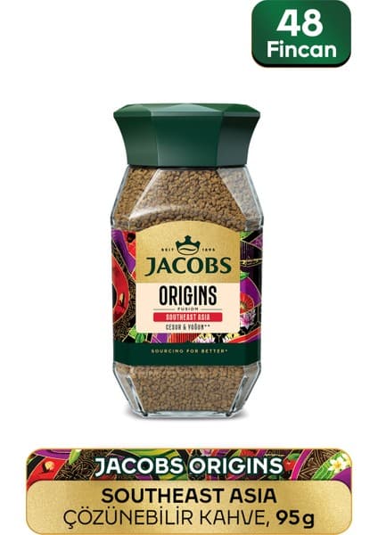 Jacobs Granül Kahve 95 gr Cam Kavanozda Güneydoğu Asya Menşeli Yoğun Aroma ve Lezzet