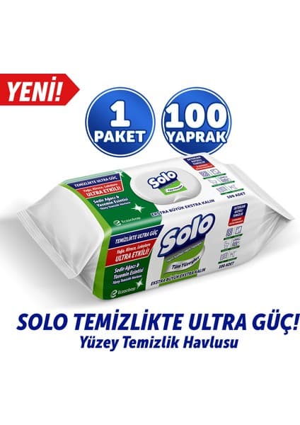Solo Temizlikte Ultra Güç Sedir Ağacı&Yasemin Esintisi Yüzey Temizlik Havlusu 100 Yaprak