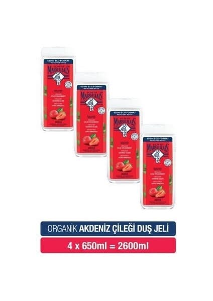 Le Petit Marseillais Akdeniz Çileği Banyo ve Duş Jeli 650 ml x 4 İştah Açıcı Koku ve Nazik Temizlik