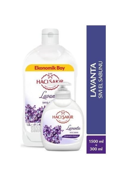 Hacı Şakir Lavanta Sıvı El Sabunu Doğal Temizlik ve Bakım 1500 ml + 300 ml Ekonomik Set