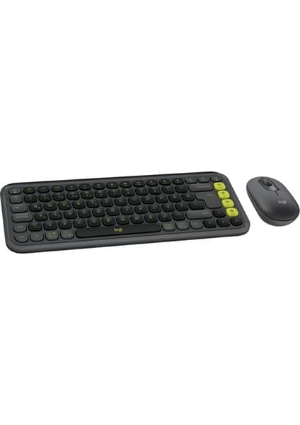 Logitech Pop Icon Kablosuz Bluetooth Sessiz Türkçe Q Klavye ve Mouse Seti, Siyah
