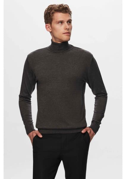 D'S Damat Regular Fit Antrasit Pamuk Karışımlı Balıkçı Yaka Triko Kazak 5HF06ORT12007