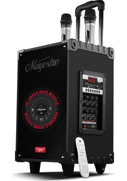 Powerway Şarjlı Çift Mikrofonlu Hoparlör Karaoke Sistemi Taşınabilir Amfi MT90 Bluetooth Hoparlör