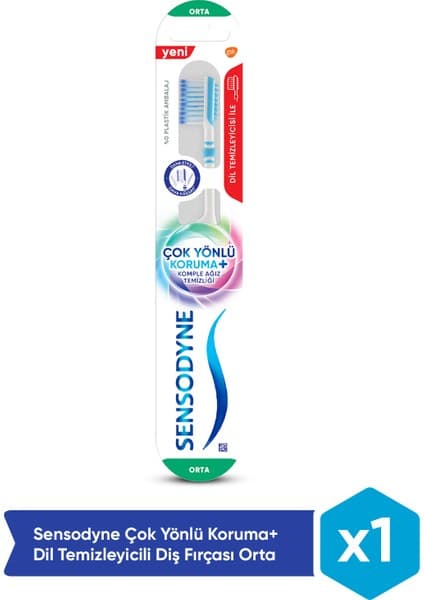 Sensodyne Çok Yönlü Koruma+ Dil Temizleyicili Diş Fırçası Orta