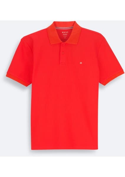 AVVA Erkek Kırmızı Kıvrılmaz Polo Yaka %100 Pamuk Basic Regular Fit T-Shirt B001032