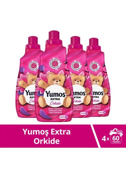 Yumoş Extra Konsantre Çamaşır Yumuşatıcısı Orkide 1440 ml x4 Kalıcı Ferahlık ve Yumuşak Doku