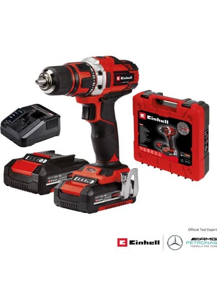 Einhell Akülü Vidalama TE-CD 18/40 Li (2x1,5 Ah) Power X-Change (Lityum-İyon, 40 Nm, 2 Vitesli Şanzıman, Devir Kontrolü, LED, 2x 1,5 Ah PXC Akü ve Şarj Cihazı ile) - 4513939