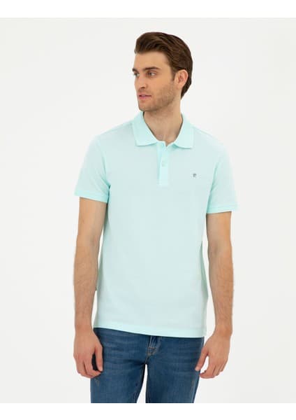 Pierre Cardin Erkek Su Yeşili Slim Fit Basic Tişört 50291625-VR048