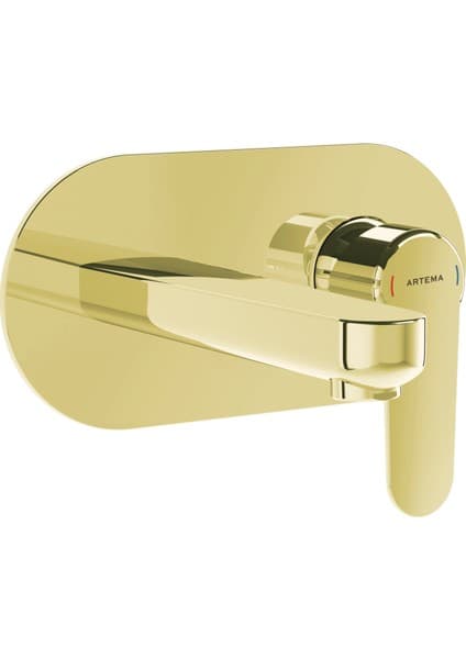 Artema Root Round A4272123 Ankastre Lavabo Bataryası, Sıva Üstü, Altın