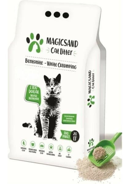 Magicsand Kedi Kumu 20 lt Kalın Taneli Kokusuz Topaklaşan Özelliği ile Temizliği Kolaylaştırır