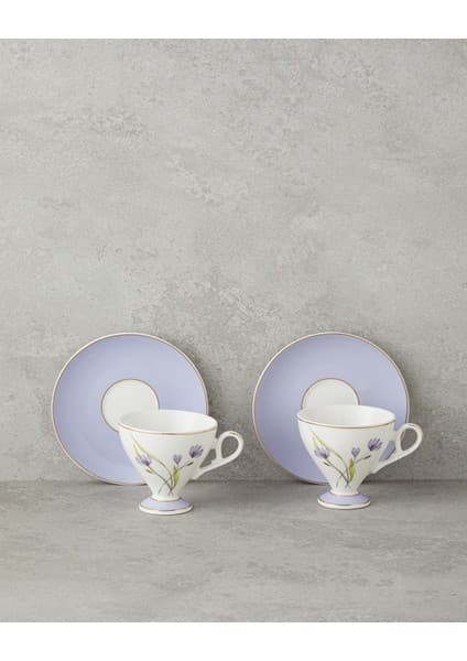 English Home Valentina New Bone China 4 Parça 2 Kişilik Kahve Fincan Takımı 80 ml Lila