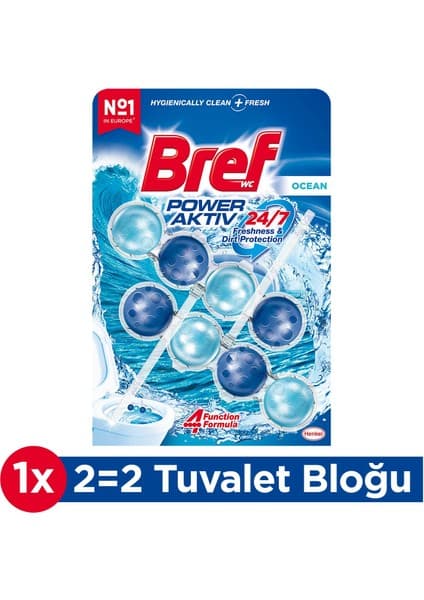 Bref WC Power Aktiv Okyanus Katı Tuvalet Bloğu Duopack 24/7 Temizlik ve Ferahlık Sağlar