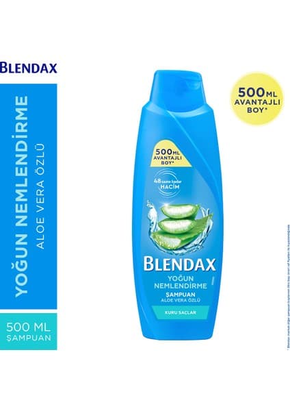 Blendax Yoğun Nemlendirme Aloe Vera Özlü Şampuan 500 ml Kuru Saçlar İçin Besleyici Etki