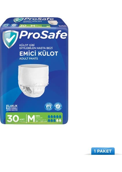 Prosafe Yetişkin Emici Külot Medium 30 Adet 80-120 cm Bel Ölçüsüne Uygun Pratik Kullanım