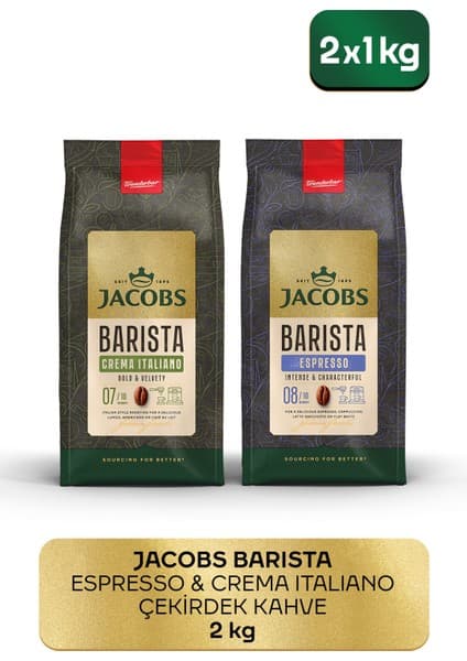 Jacobs Barista Çekirdek Kahve Avantajlı Paket 2 kg ( Crema Italiano 1kg + Espresso 1kg )