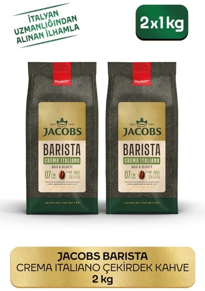 Jacobs Barista Editions Çekirdek Kahve Crema Italiano 2'li Paket ( 1 kg x 2)