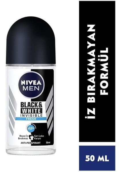 Nivea Men Erkek Roll On Deodorant Black&White Fresh48 Saat Anti-perspirant Koruma50ml