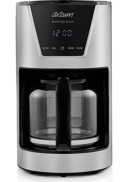 Arzum AR3081 Brewtime Delux Filtre Kahve Makinesi, 1.5 L Geniş Kapasite, 19x33x25 Cm, Inox