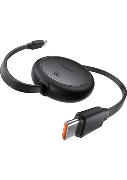 Baseus FREE2PULL Mini Şarj Kablosu Usb-C To Usb-C 60W 1m Küme Siyah