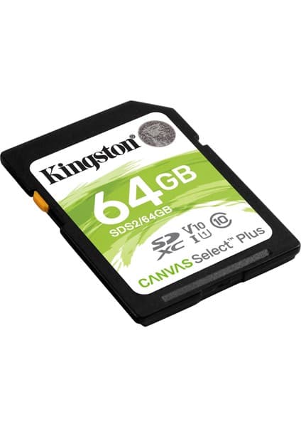 Kingston SDS2-64GB 64GB SDXC Canvas Select Plus 100R C10 UHS-I U1 V10 Hafıza Kartı