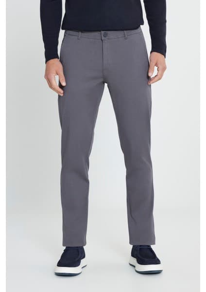Altınyıldız Classics Erkek Antrasit Diz İzi Yapmayan Slim Fit Dar Kesim Pamuklu Esnek Chino Pantolon