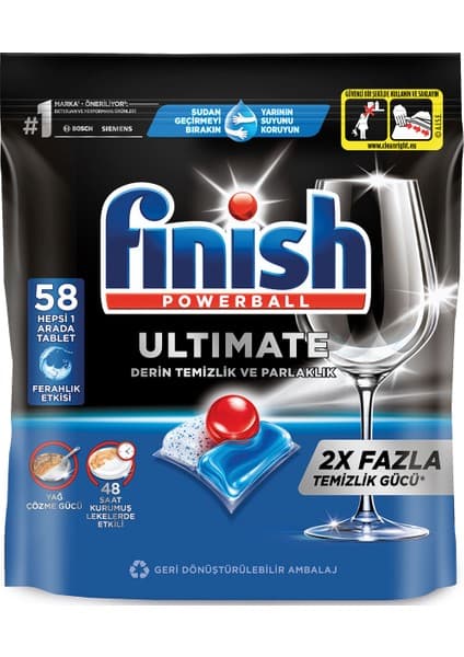 Finish Ultimate 58 Kapsül Bulaşık Makinesi Deterjanı Tableti (1 x 58 Kapsül)
