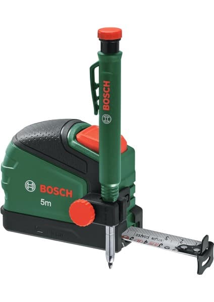 Bosch Şerit Metre 5m + İşaretleme Kalemi Dayanıklı ve Esnek Kullanım İçin İdeal Ölçüm Seti