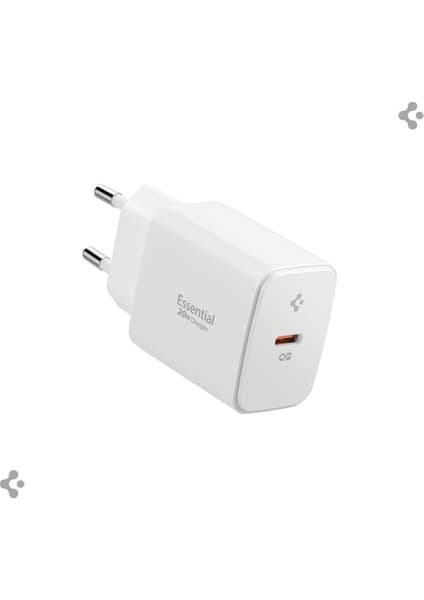 Spigen 20W USB-C Mini Hızlı Şarj Aleti / Şarj Isısını Düşürür GaN Pro Akım Korumalı Güç Adaptörü iPhone & Android & iPad Type-C EE201 Beyaz - ACH08701