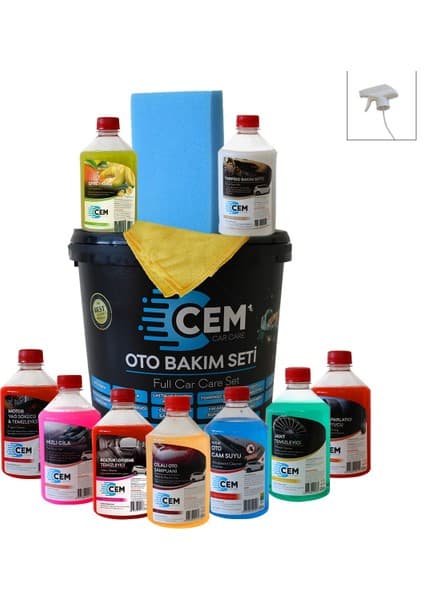 CEM CAR CARE 12 Parça Full Oto Bakım Seti, Araç Temizlik Seti