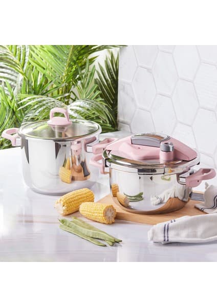 Karaca Perfect Pink Düdüklü Tencere Seti 4+6 Lt