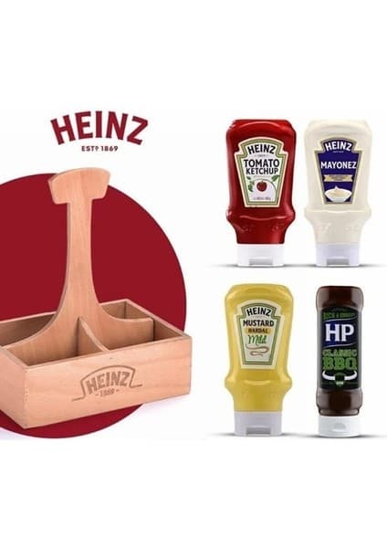Heinz Ahşap Sosluk Paketi 1,7 kg Hardal 445 gr Ketçap 460 gr Mayonez 400 gr HP Barbekü 465 gr