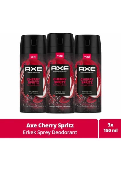 Axe Premium Collection Erkek Sprey Deodorant Cherry Spritz 150 ml X3
