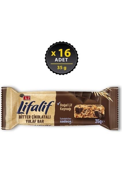 Eti Lifalif Bitter Çikolatalı Yulaf Bar 35 gr x 16 Adet