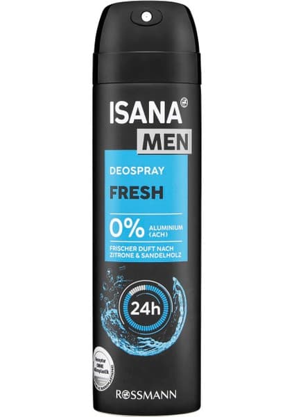 Isana Men Fresh Deodorant Sprey 150 ml 48 Saat Koruma Sağlayan Ferah Koku