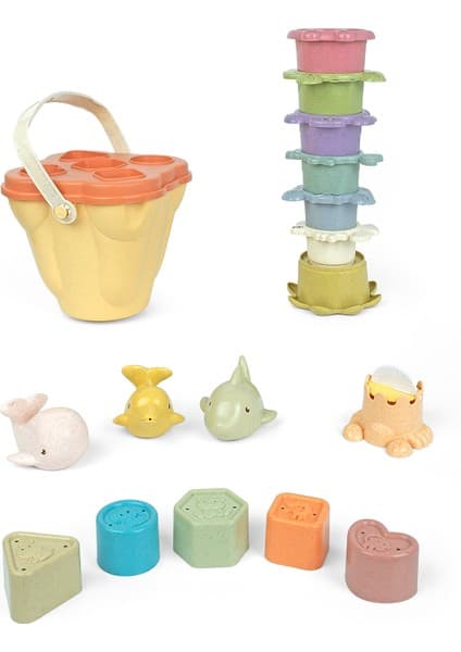 Learning Fun 17 Parça Duyusal Oyuncak Banyo Oyuncağı 6AY+ Istifleme Kombinasyon Oyuncağı