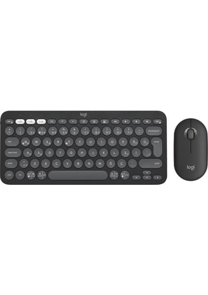 Logitech 920-012245 Grafit Pebble 2 Combo Çoklu Sessiz Kablosuz Türkçe Q Klavye Mouse Seti