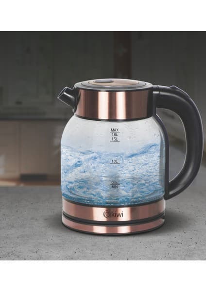 Kiwi Kk-3333 Çelik Tabanlı Cam Su Isıtıcı Kettle